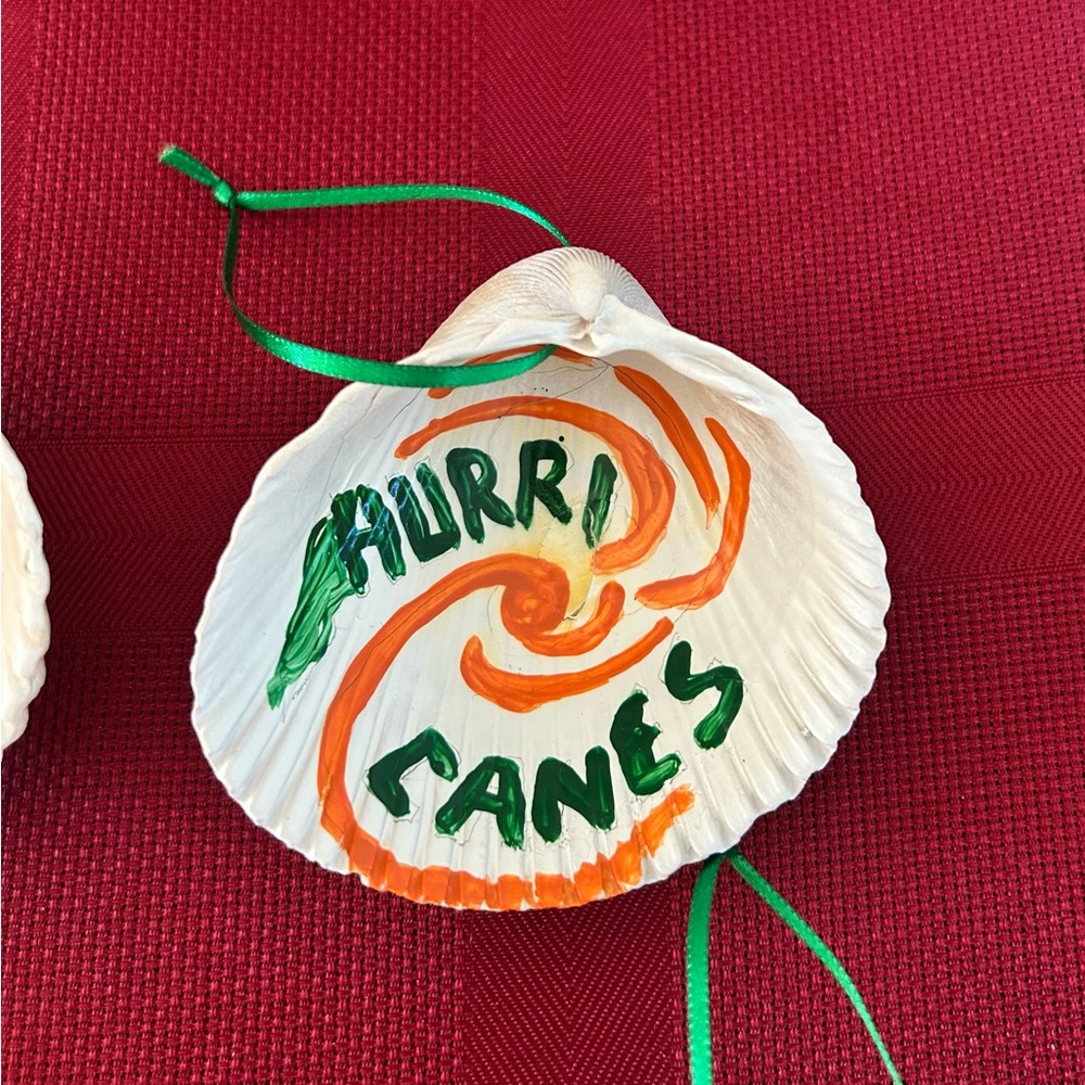Miami Hurricanes Hand Crafted Shell Ornament Set # 1 - Picture 6 of 6